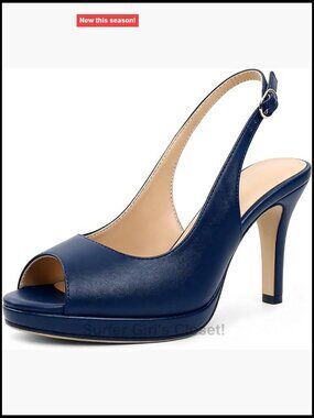 Women's Peep Toe Platform Slingback Heels 3.5 Inch High Heel Dress Shoes Faux